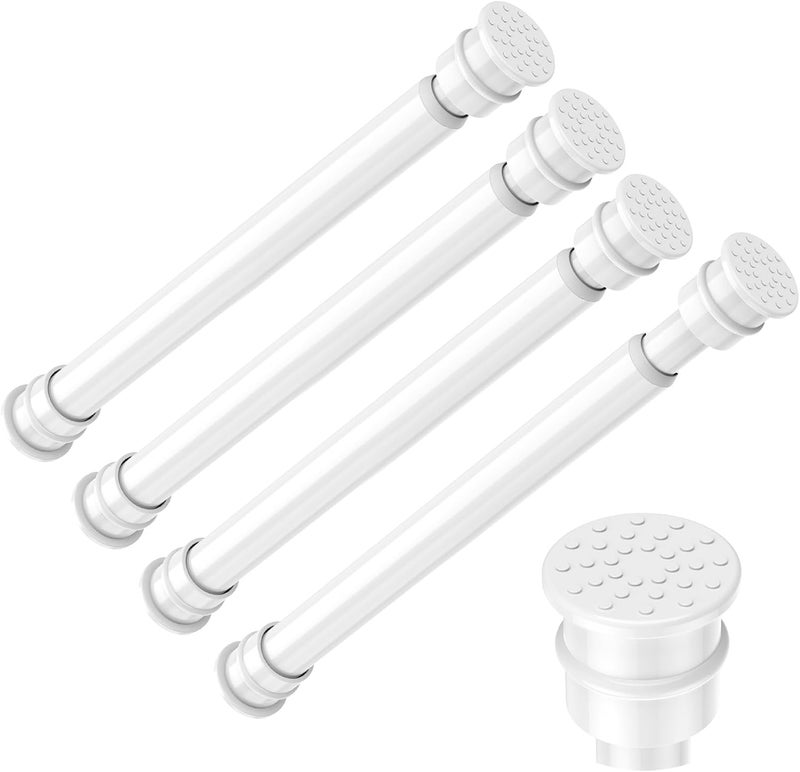 fvonzn Fvonzon 4 Pack Small Tension Rods 8-12.5 Inch, Thin Tension Curtain Rod, Mini Spring Rod for Closet, Cabinet & Kitchen, Tiny Curtain Rod Tension, Short Closet Rods, White - Image 1